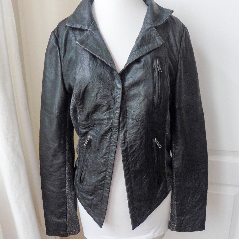 Walter Baker NY Vintage Y2K Black Leather & Cotton Combo Jacket Medium